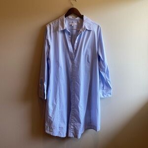 Foxcroft NYC Long Sleeve Striped Popover Shirtdress Cotton Blend Size 14W Mini